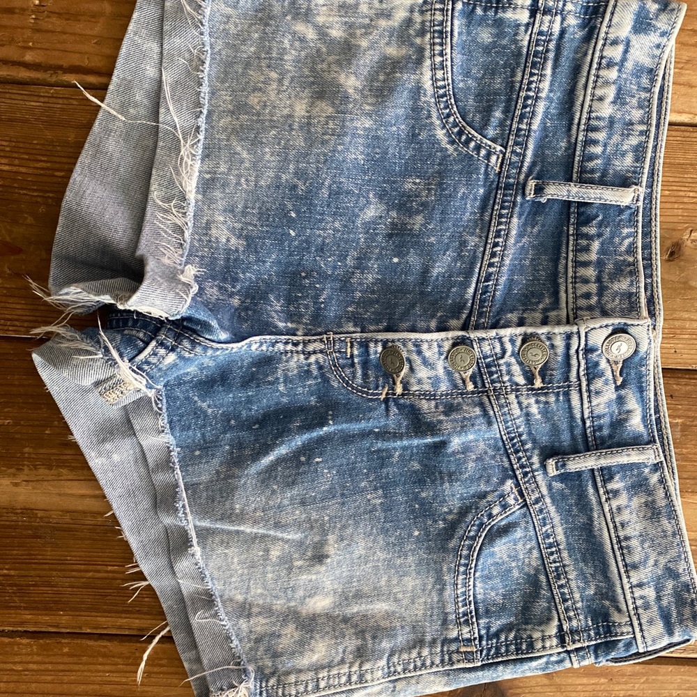 Hollister Button fly hi rise Jean shorts Raw hem